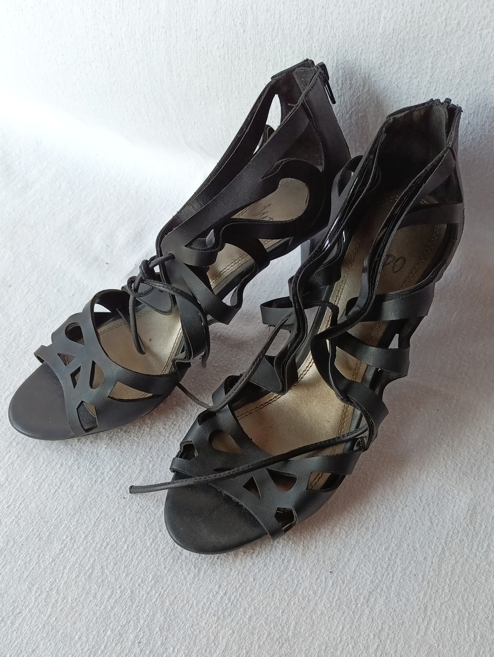 Takara Black Cutout Strappy High Heels